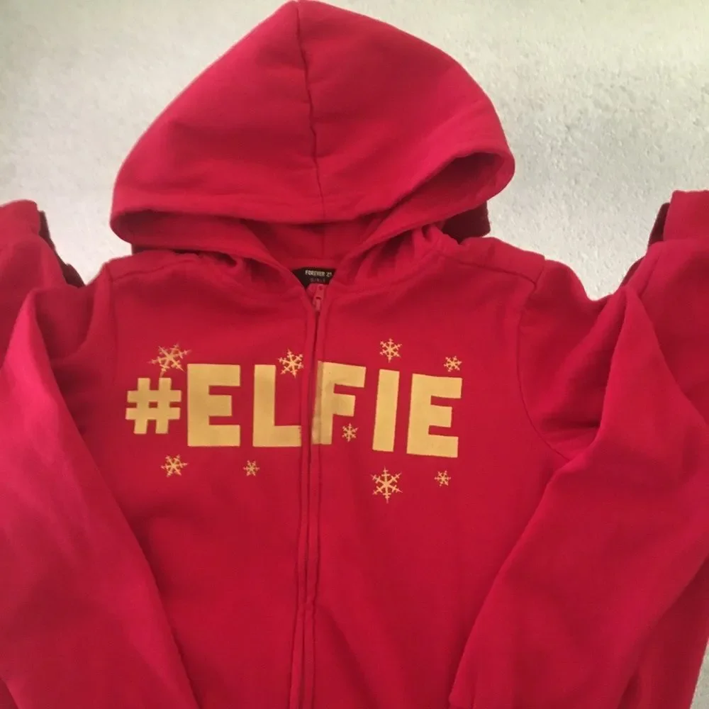 Forever 21 Girls Red #Elfie Onesie
